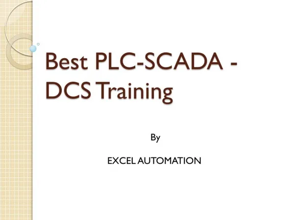 PLC Scada DCS Training in Chennai