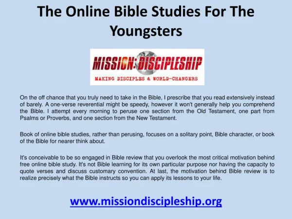 The online bible studies for the youngsters