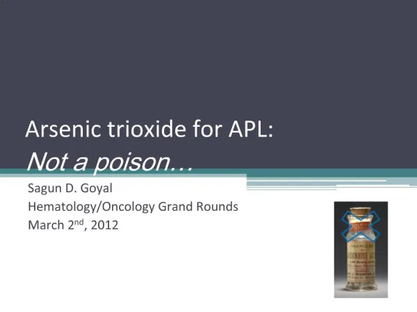 Arsenic trioxide for APL: Not a poison