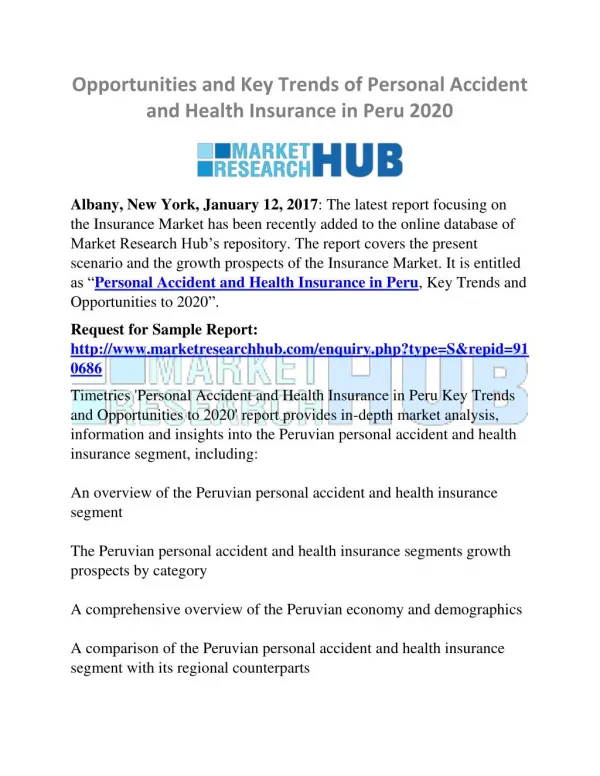 Opportunities and Key Trends of Personal Accident and Health Insurance in Peru 2020