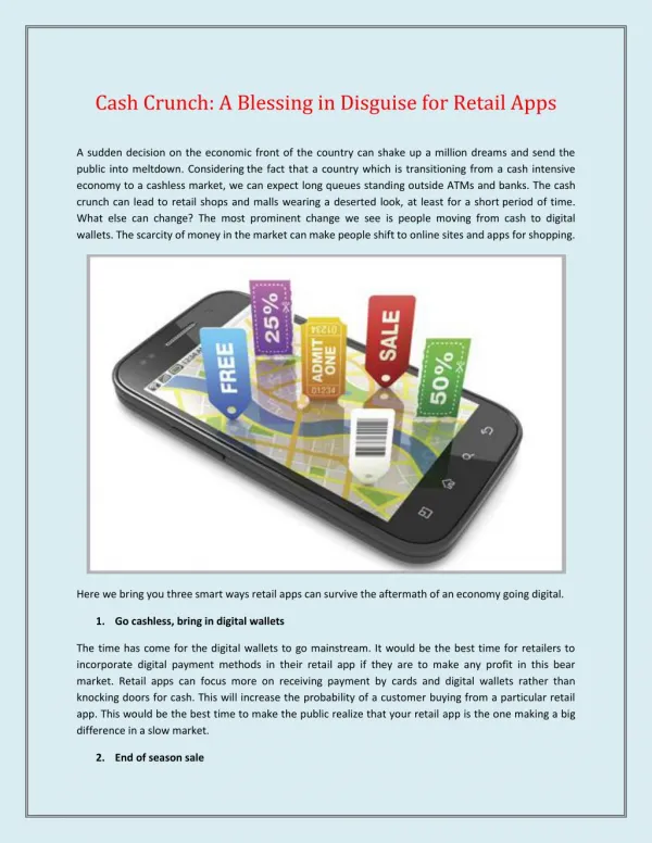 Cash crunch: A Blessing in Disguise for Retail Apps