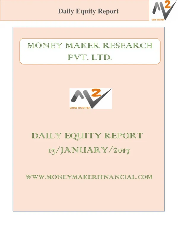 DAILY EQUITY REPORT 13/JANUARY/2017