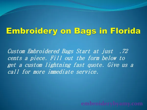 Embroidery on Bags in Florida - View Presentation