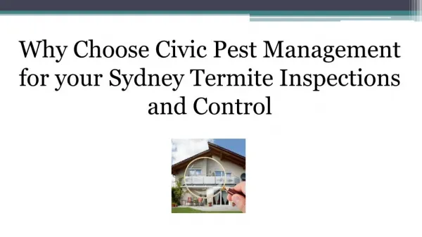 Why Choose Civic Pest Management for your Sydney Termite Inspections and Control