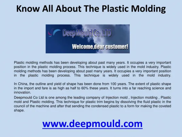 Know all about the Plastic molding