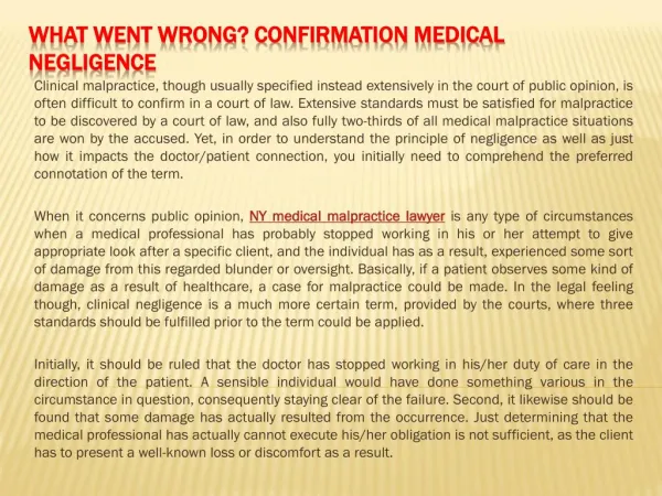 What Went Wrong Confirmation Medical Negligence