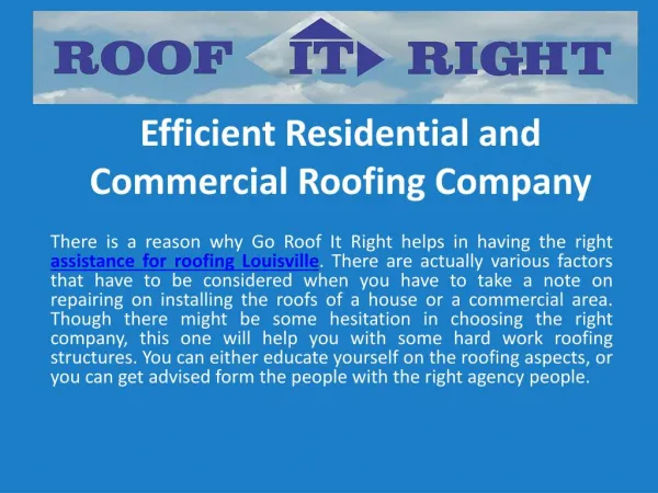 Efficient Residential and Commercial Roofing Company