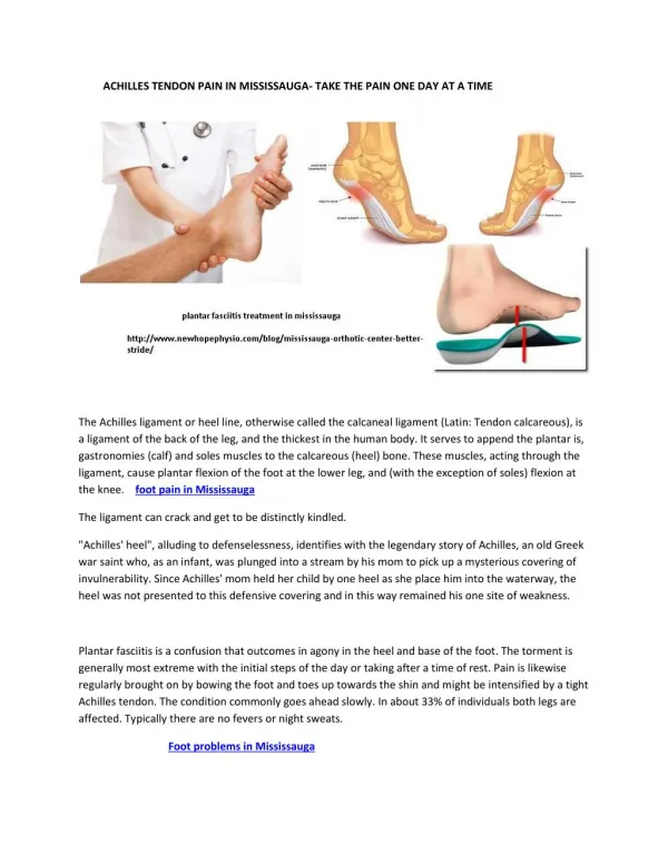 ACHILLES TENDON PAIN IN MISSISSAUGA- TAKE THE PAIN ONE DAY AT A TIME