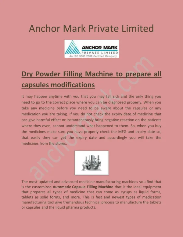 Rapid Mixer Granulator, Semi Automatic Capsule Filling Machine Anchormark