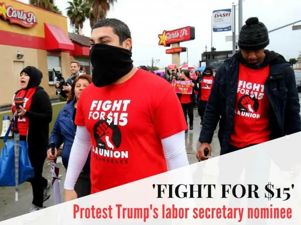 'Fight for $15' protest Trump's labor secretary nominee