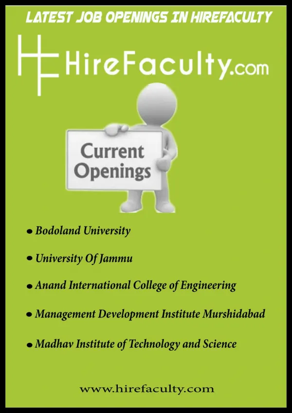 Latest Academic Jobs Opening In HireFaculty