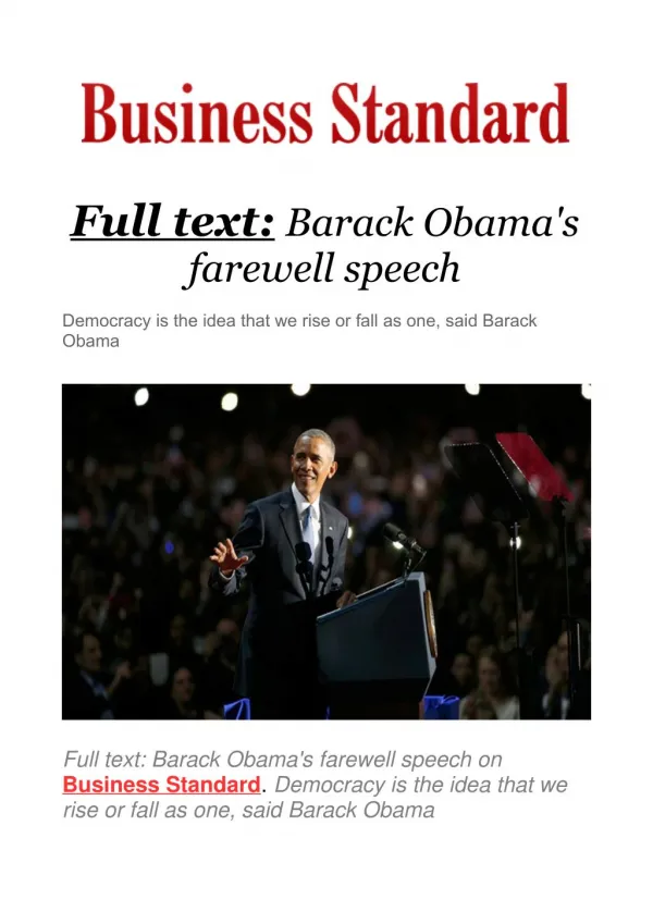 Full text: Barack Obama's farewell speech