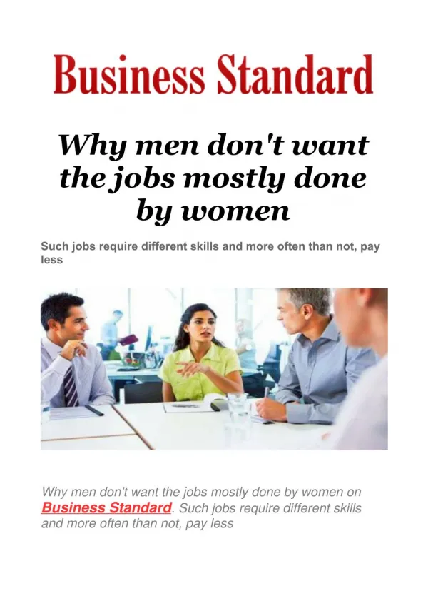 Why men don't want the jobs mostly done by women