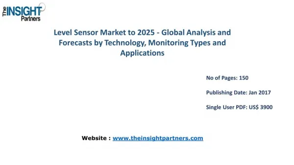 Research Analysis on Level Sensor Market 2016-2025 |The Insight Partners