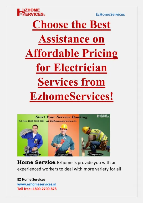 Choose the Best Assistance on Affordable Pricing for Electrician Services-EZhomeServices