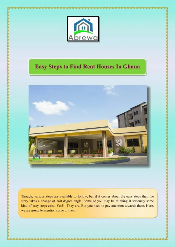 Easy Steps To Find Rent Houses In Ghana