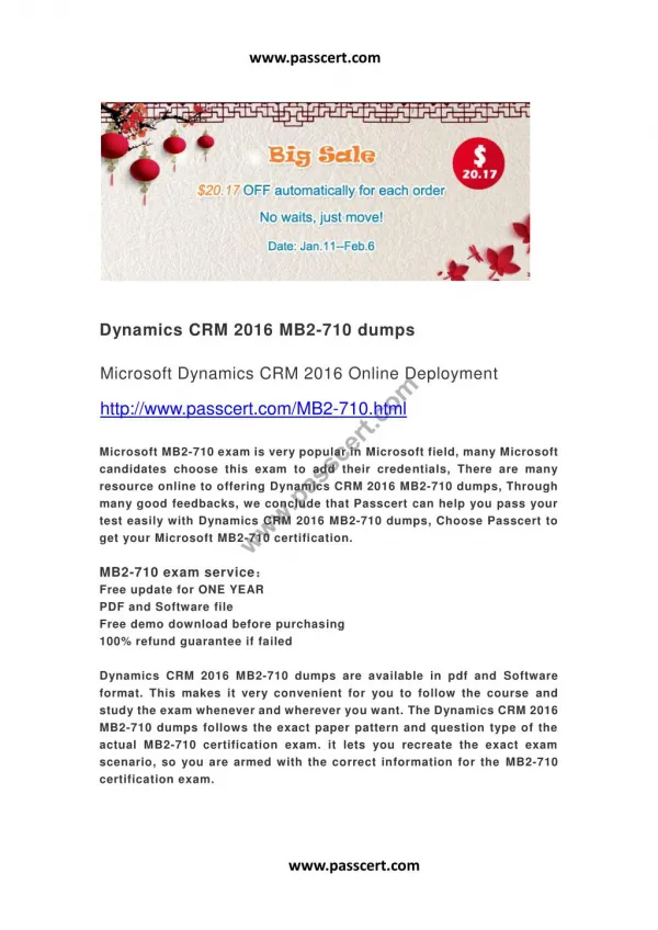 Dynamics CRM 2016 MB2-710 dumps