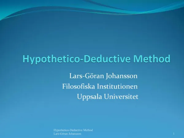 Hypothetico-Deductive Method