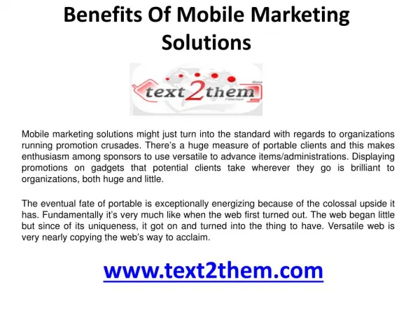 Benefits of Mobile marketing solutions