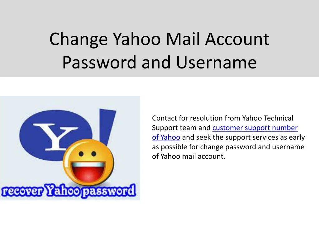 change yahoo mail account password and username