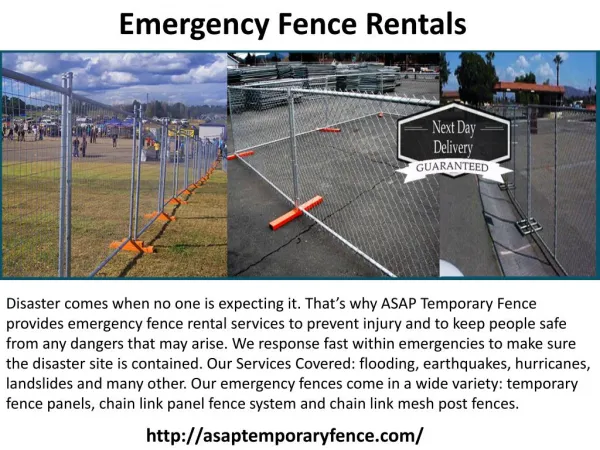 Emergency construction fence rental