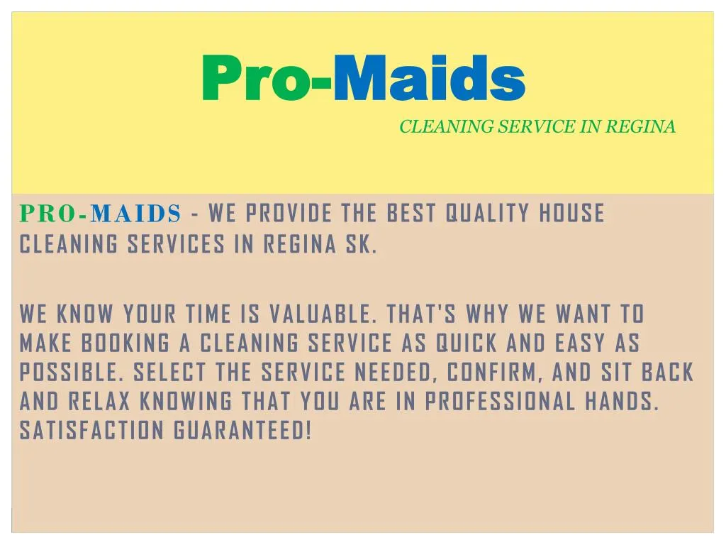 pro maids cleaning service in regina