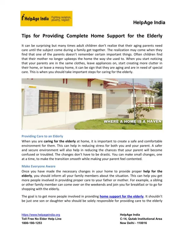 Tips for Providing Complete Home Support for the Elderly