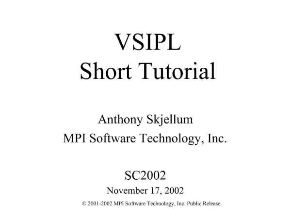 VSIPL Short Tutorial