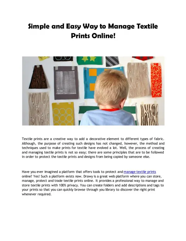 Simple and Easy Way to Manage Textile Prints Online!