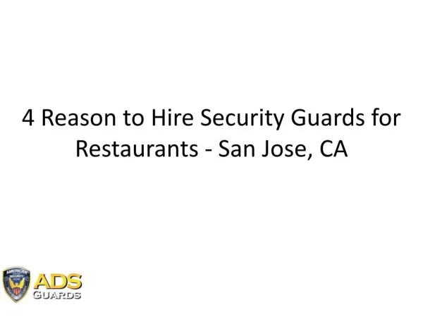 4 Reasons: Why Hire Security Guards at Restaurants?