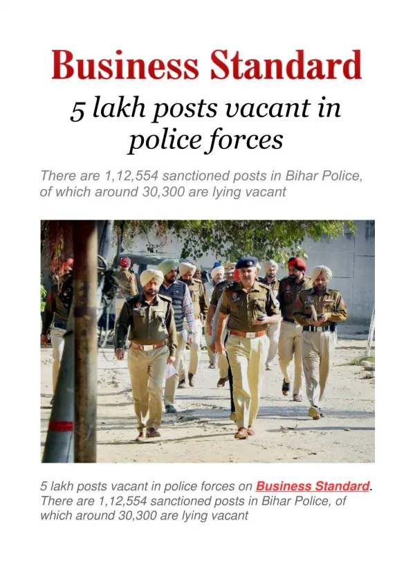 5 lakh posts vacant in police forces