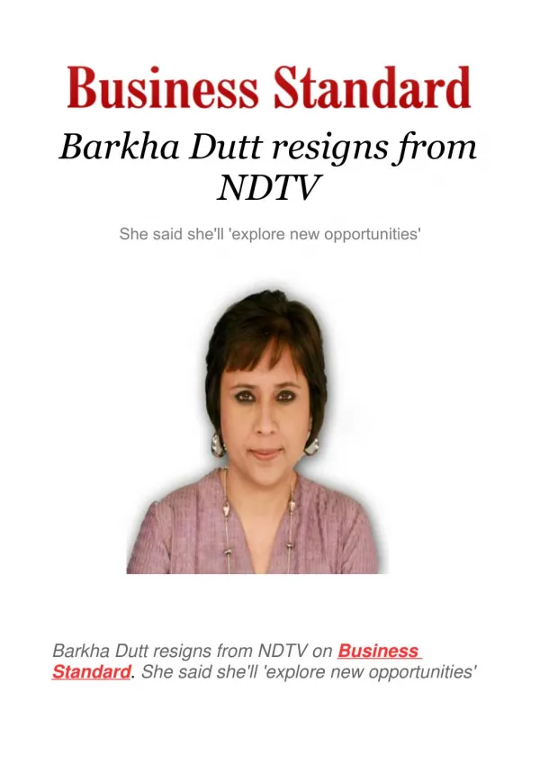 Barkha Dutt resigns from NDTV