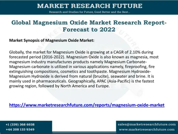 Global Magnesium Oxide Market Research Report- Forecast to 2022