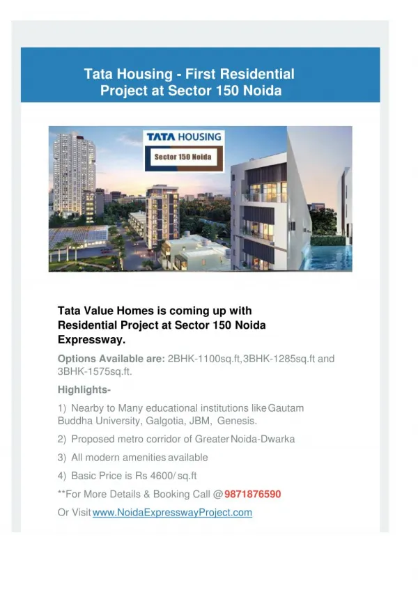 Tata Value Homes Sector 150 Noida