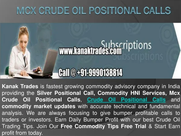 Mcx Crude Oil Positional Calls