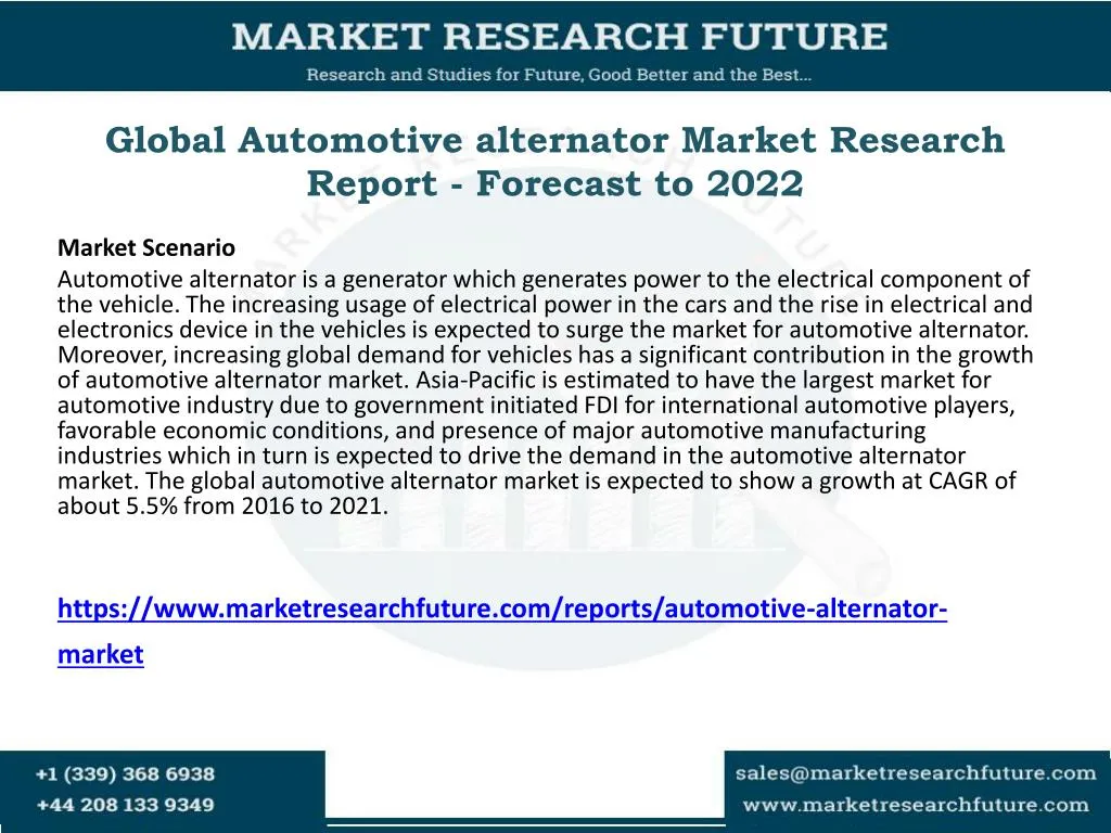 global automotive alternator market research report forecast to 2022