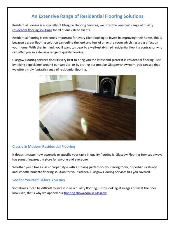 An Extensive Range of Residential Flooring Solutions