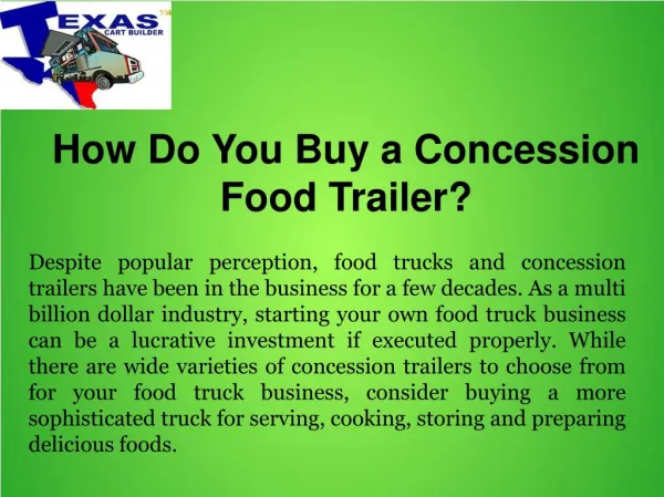 How Do You Buy a Concession Food Trailer