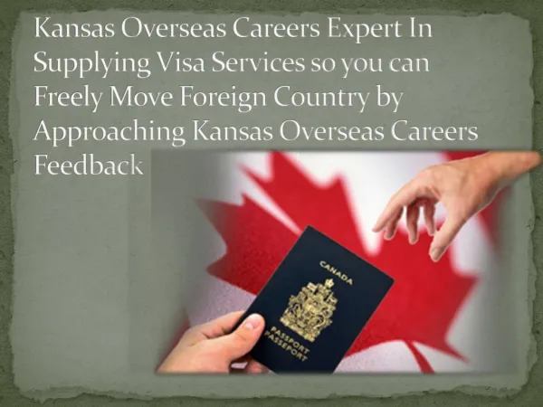 Kansas Overseas Careers: The best migration services across the globe