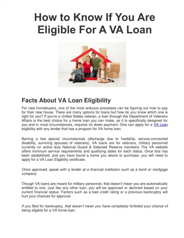 How to Know if You are Eligible for a VA Loan