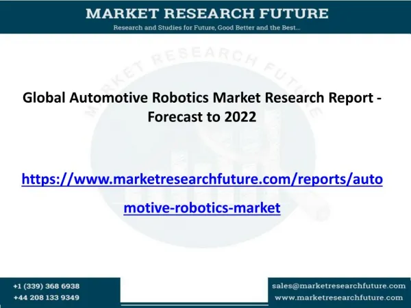 Global Automotive Robotics Market is expected to CAGR of 10% by 2022: Vendors-Harmonic Drive System and ABB Group