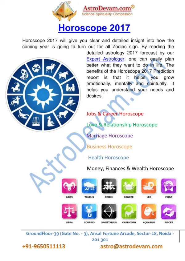 2017 horoscope for all zodiac-signs- Love, Business, Career, Health and Money