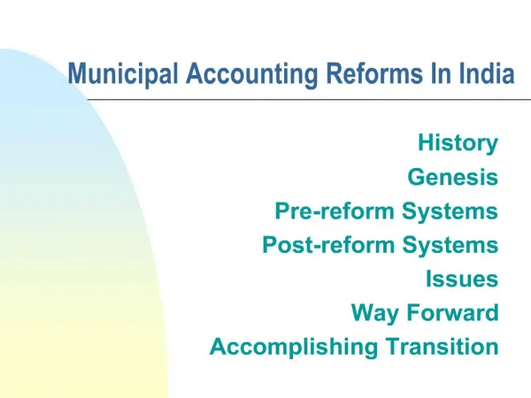 Municipal Accounting Reforms In India