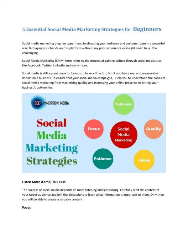 5 Essential social media marketing strategies for beginners
