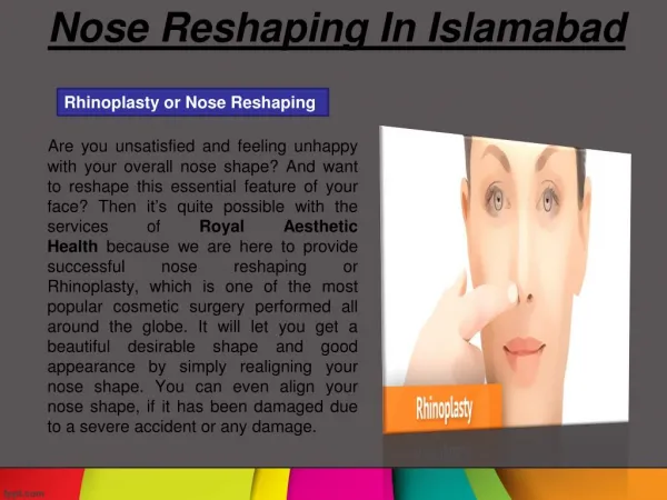 Nose Reshaping in Islamabad