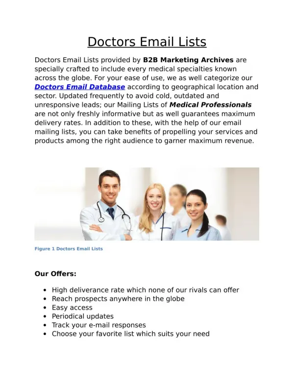 Doctors Email Lists - B2B Marketing Archives