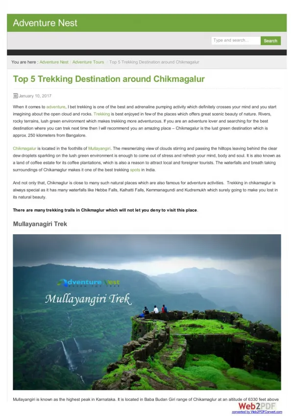 Top 5 Trekking places around Chikmagaluru