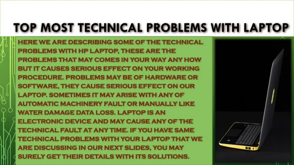 top most technical problems with laptop