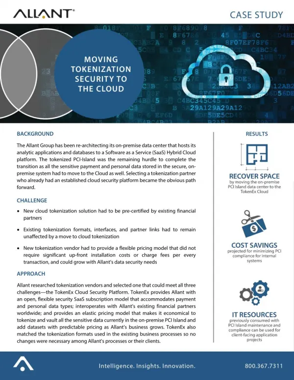 Allant Group Moves Tokenization Security to the Cloud