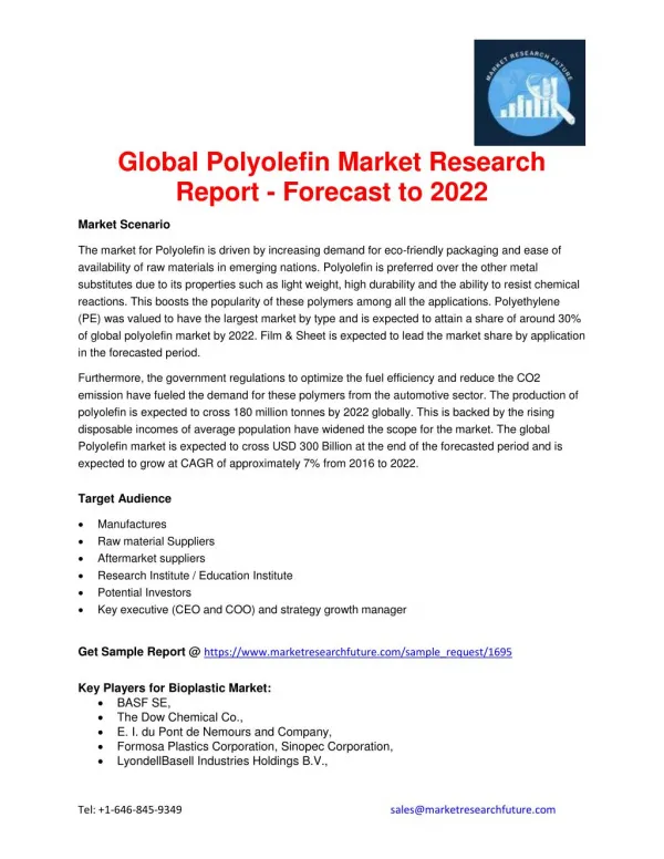 Global Polyolefin Market Research Report - Forecast to 2022